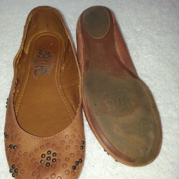 Brown Nine West Leather Ballet Flats Worn - Picture 11 of 11